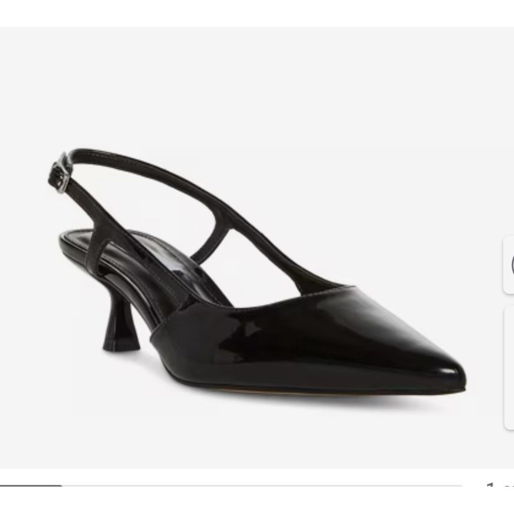 Steve Madden Legaci Pump SANDAL BLACK LEATHER Slingback Kitten Heel Size 8.5